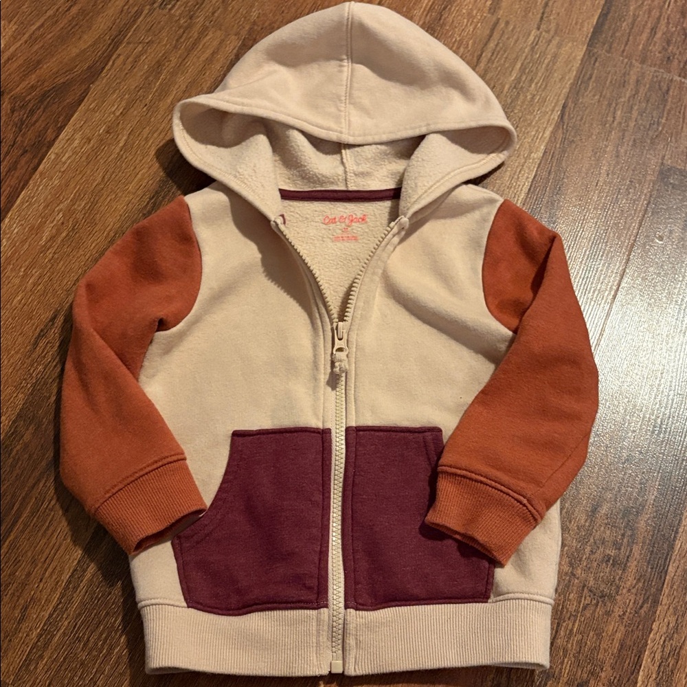 Cat & Jack Cream and Purple Fleece Hoodie